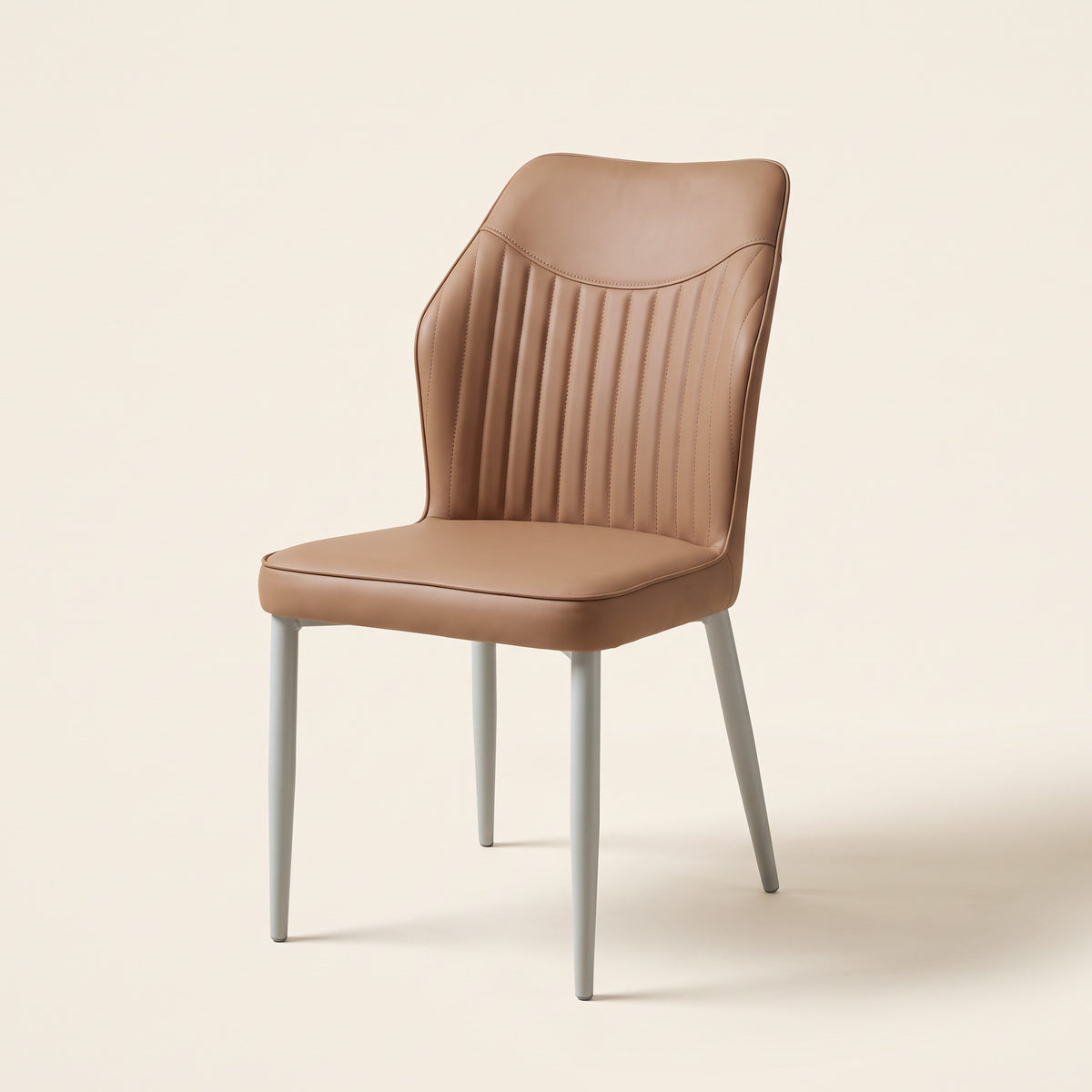 Channel-Stitched Dining Chair – Camel