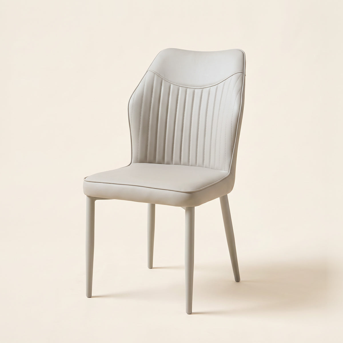 Channel-Stitched Dining Chair – Light Grey