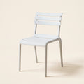 Slatted Back Dining Chair – Light Grey