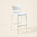 Slatted Bar Stool with Footrest – White