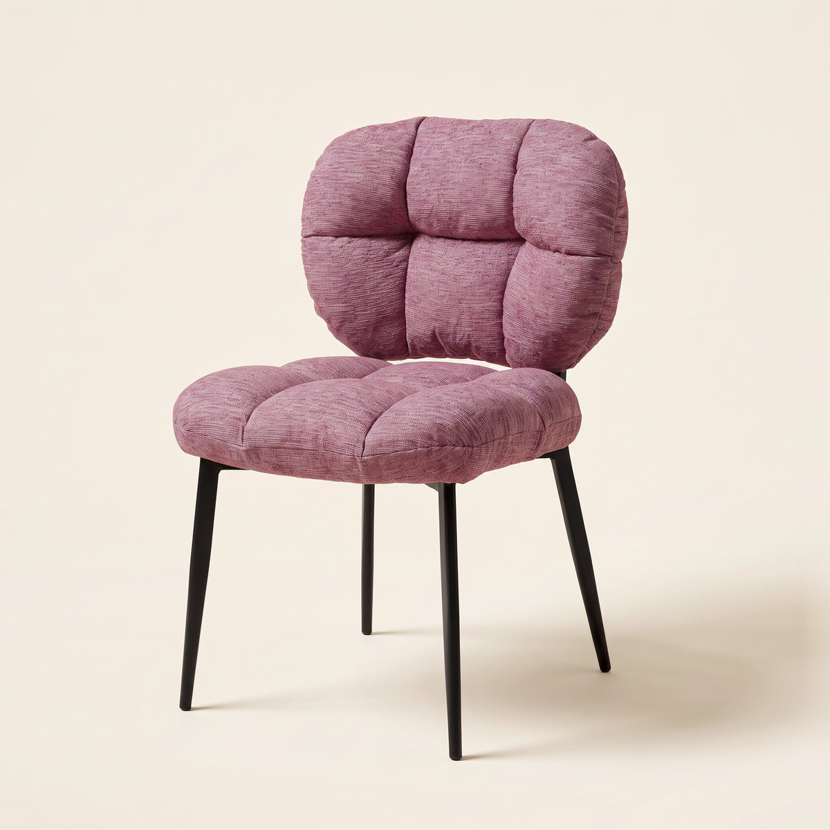 Tufted Faux Linen Dining Chair – Dusty Pink