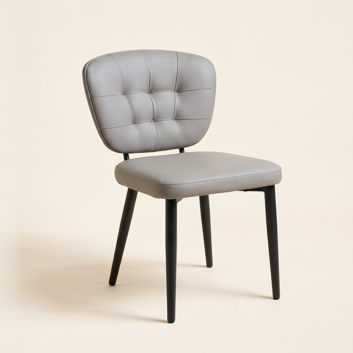 Tufted PE Leather Dining Chair – Grey