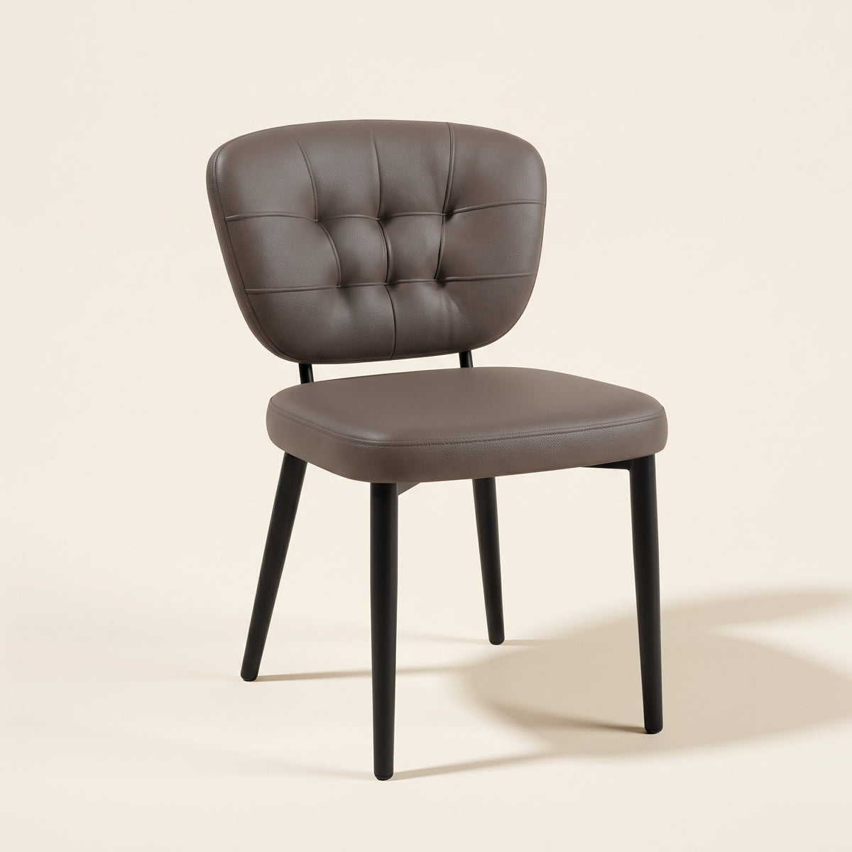 Tufted PE Leather Dining Chair – Taupe